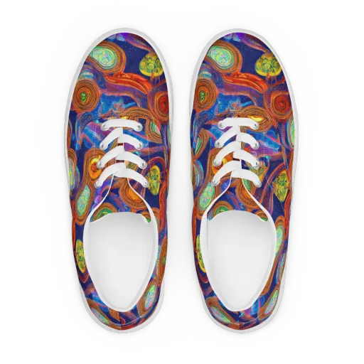 Cobalt Kaleidoscope on a Men's Lace-Up Canvas Shoes