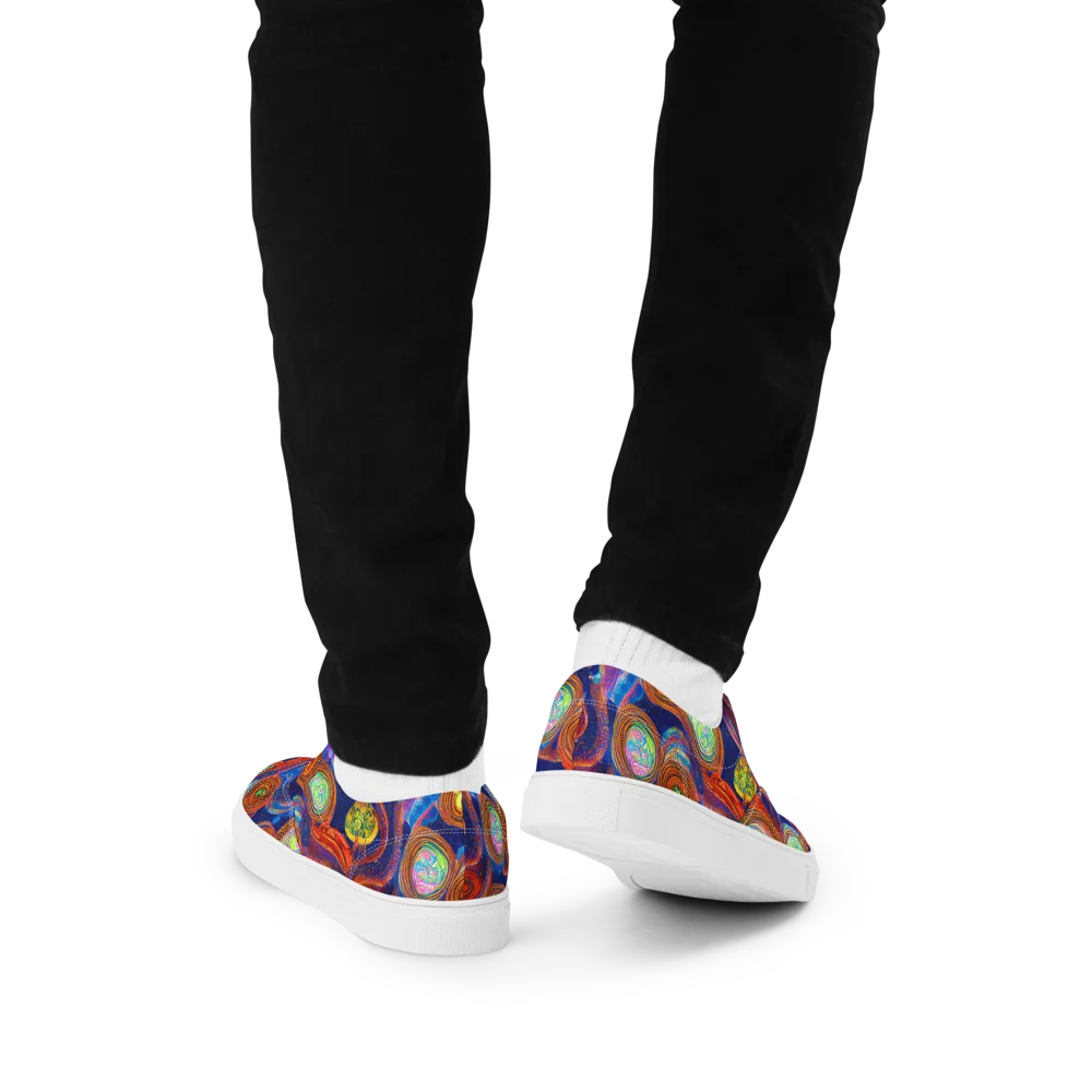 Cobalt Kaleidoscope on Men's Lace-Up Canvas Shoes — Back