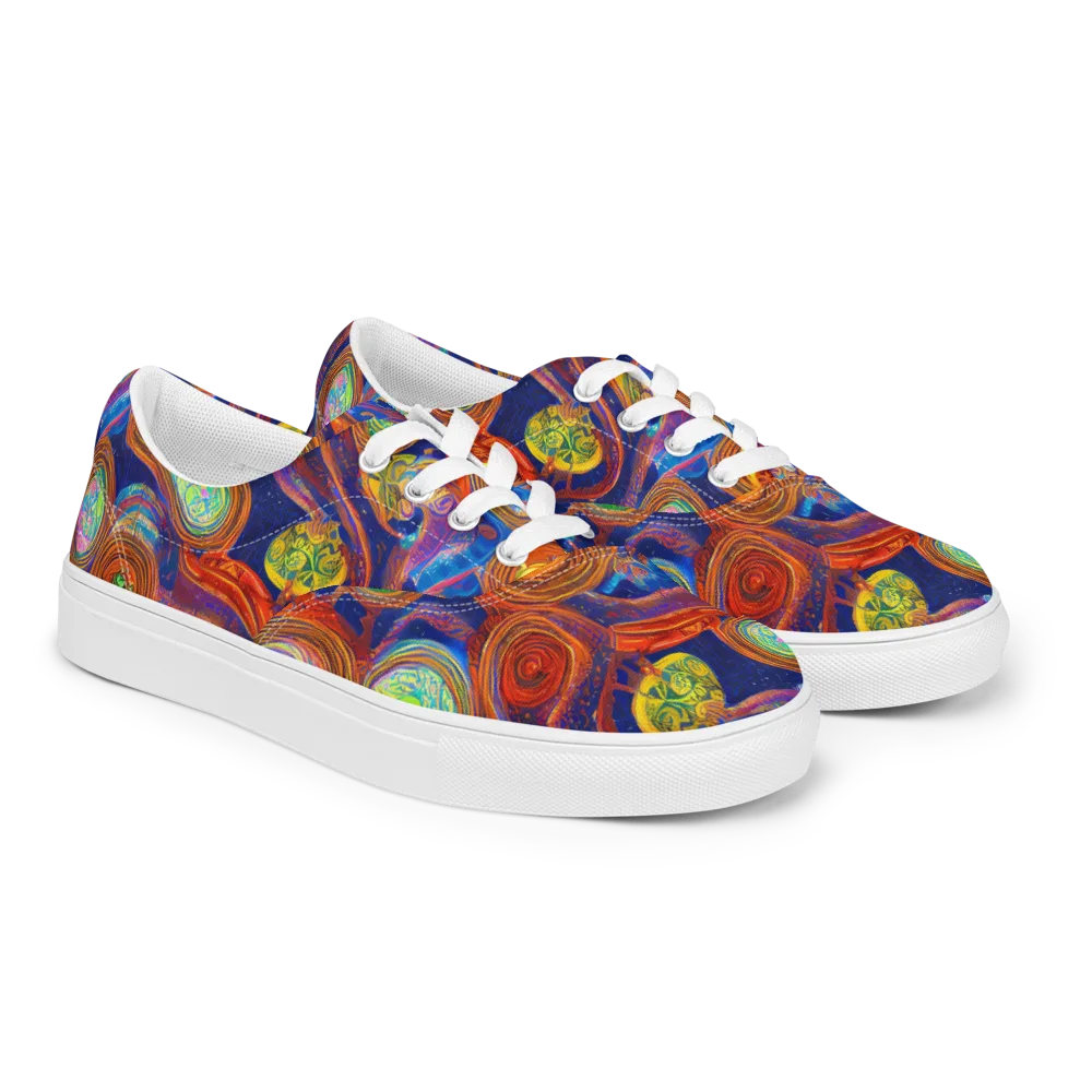 Cobalt Kaleidoscope on Men's Lace-Up Canvas Shoes — Right Front