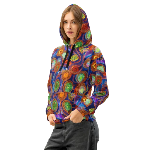 Cobalt Kaleidoscope on a Cotton Hoodie