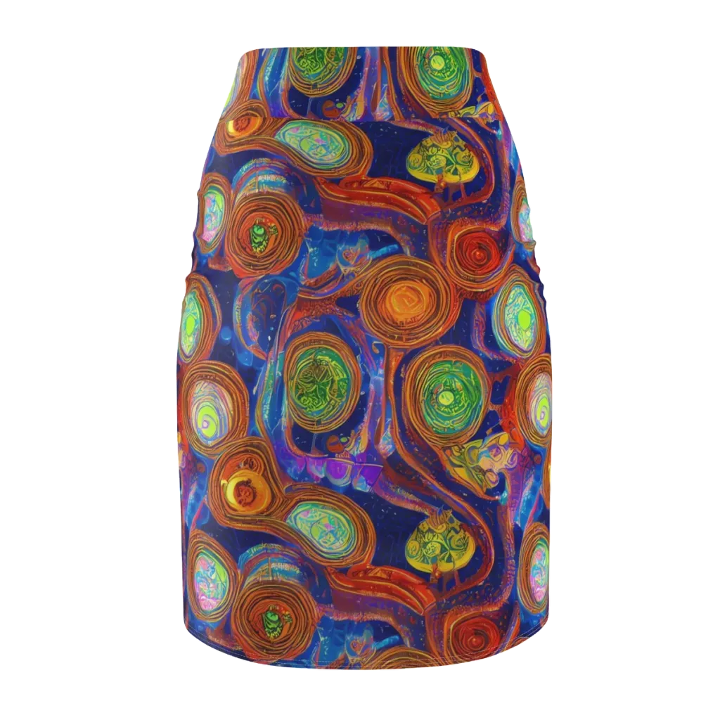Cobalt Kaleidoscope on Pencil Skirt — Back