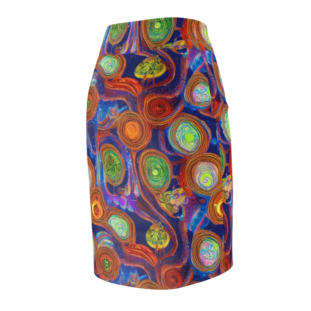 Cobalt Kaleidoscope on Pencil Skirt — Back Side