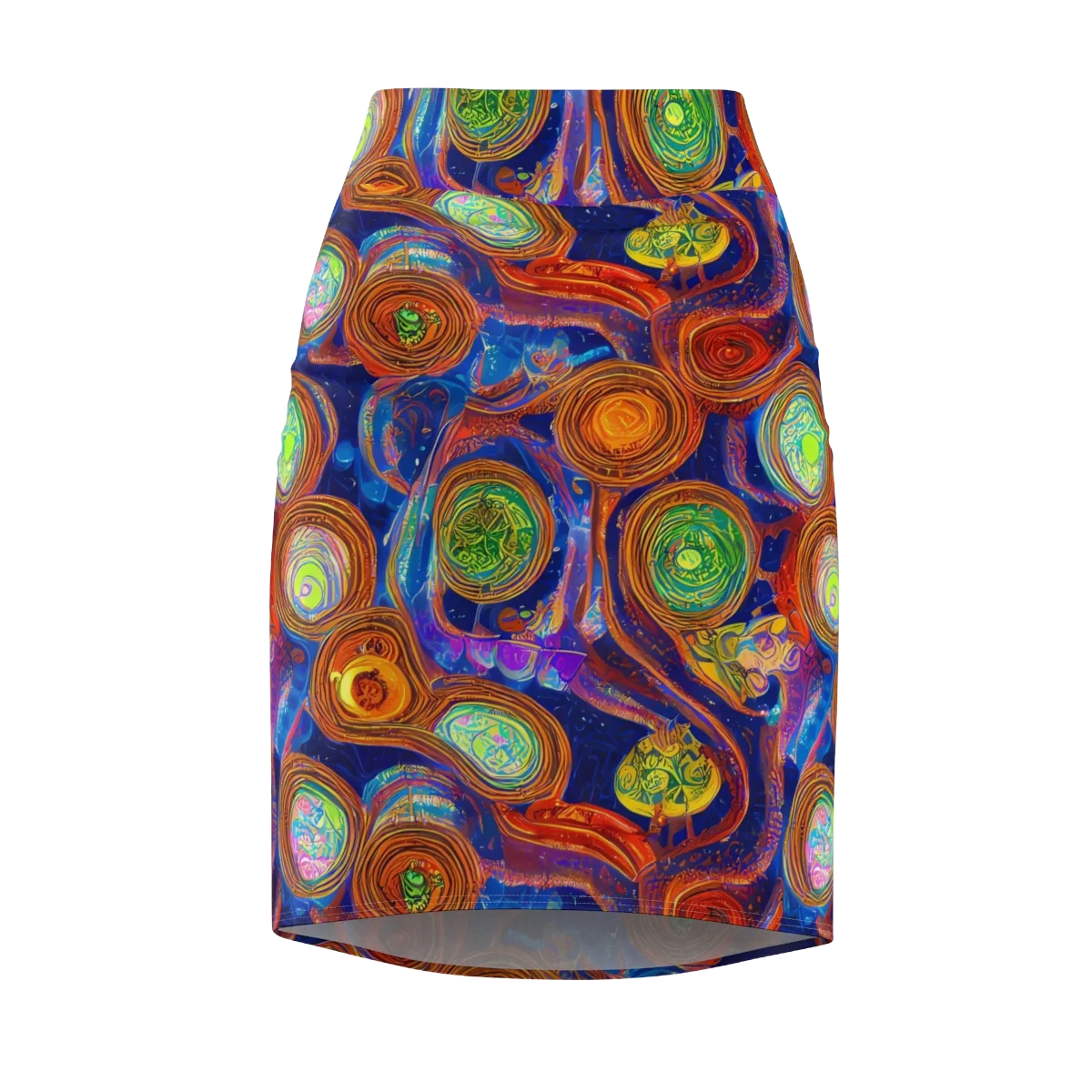 Cobalt Kaleidoscope on Pencil Skirt — Front