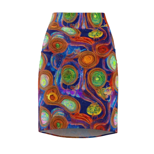 Cobalt Kaleidoscope on a Pencil Skirt