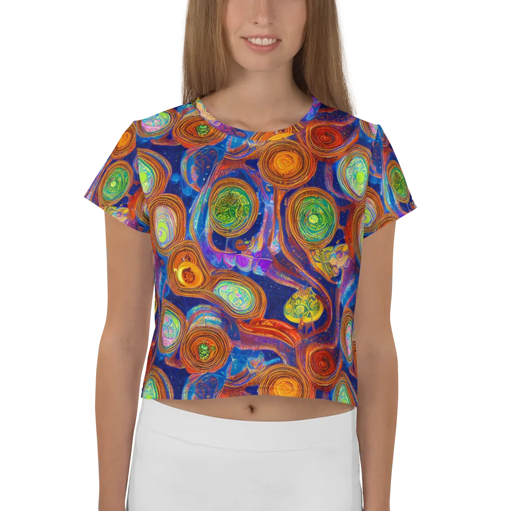 Cobalt Kaleidoscope on Crop Tee — Front