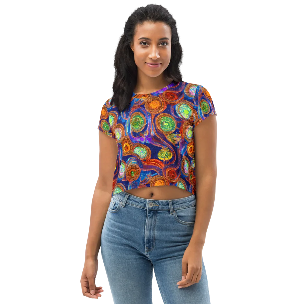Cobalt Kaleidoscope on Crop Tee — Front