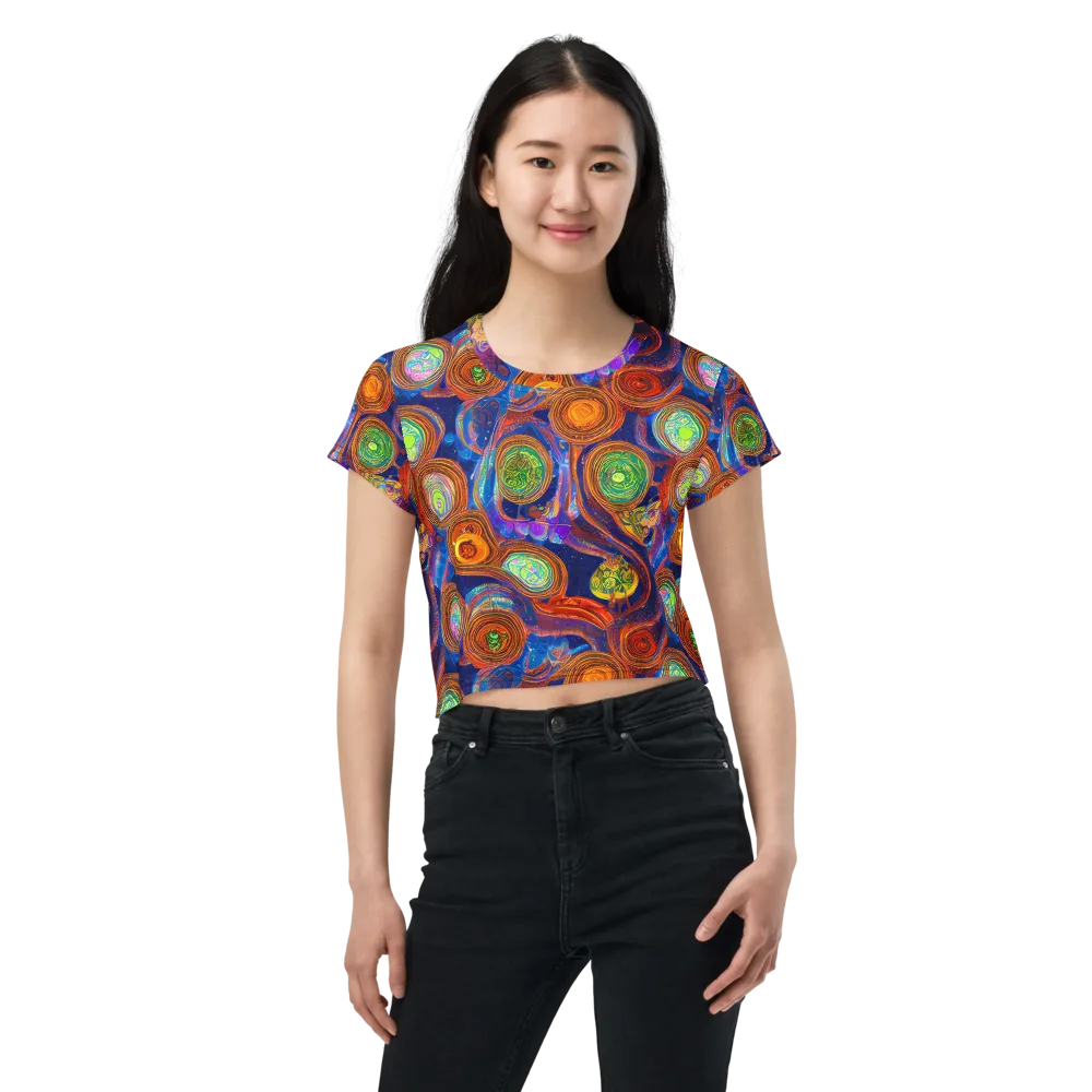 Cobalt Kaleidoscope on Crop Tee — Front