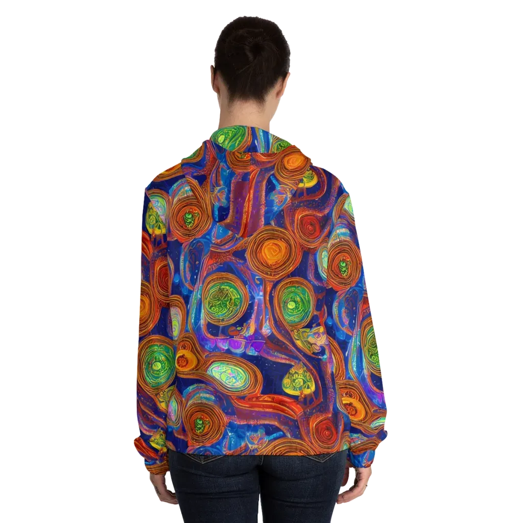 Cobalt Kaleidoscope on Women's Full-Zip Hoodie — Back On Person