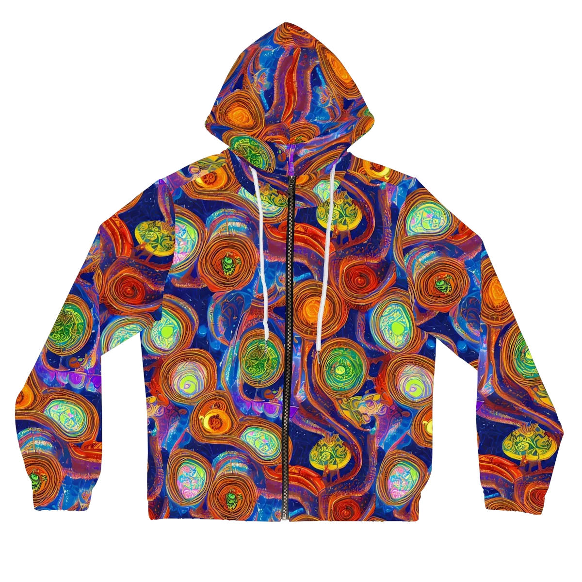 Cobalt Kaleidoscope on Women's Full-Zip Hoodie — Front