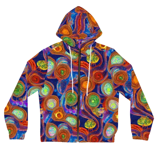 Cobalt Kaleidoscope on a Women's Full-Zip Hoodie