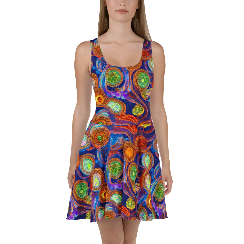 Cobalt Kaleidoscope on Skater Dress — Front