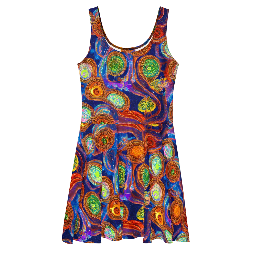 Cobalt Kaleidoscope on Skater Dress — Front