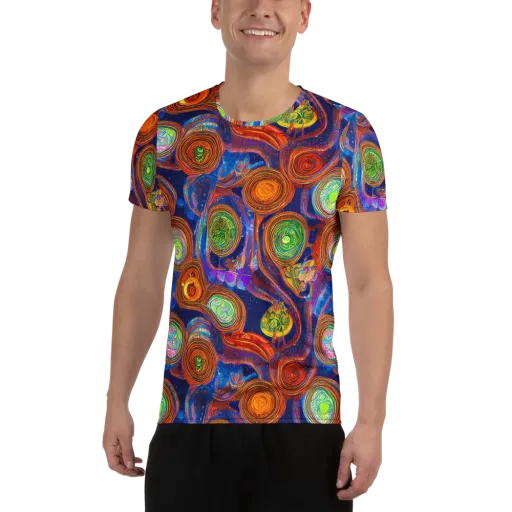 Cobalt Kaleidoscope on a Men's Athletic T-Shirt