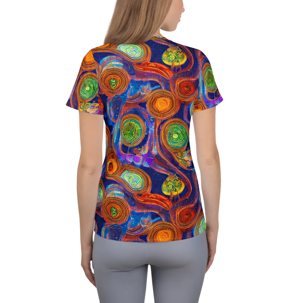 Cobalt Kaleidoscope on Women's Athletic T-Shirt — Back