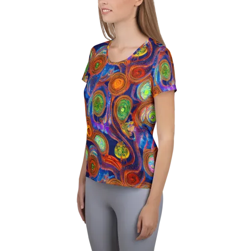 Cobalt Kaleidoscope on a Women's Athletic T-Shirt