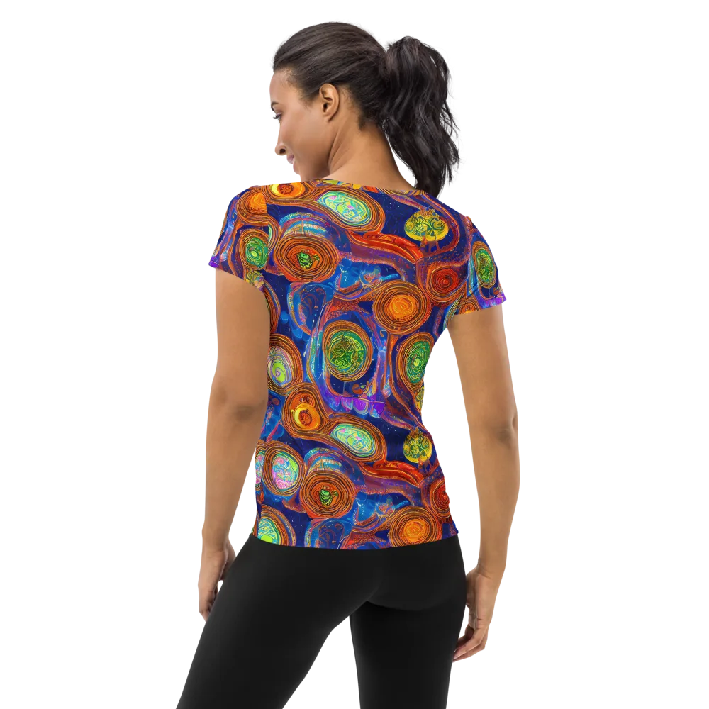 Cobalt Kaleidoscope on Women's Athletic T-Shirt — Back