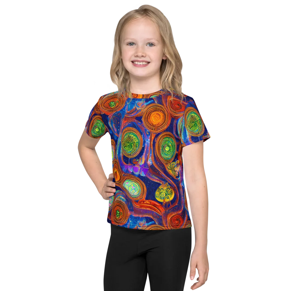 Cobalt Kaleidoscope on Kids Crew Neck T-Shirt — Front