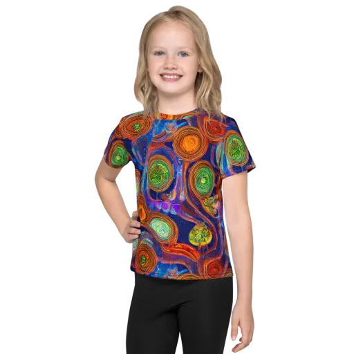 Cobalt Kaleidoscope on a Kids Crew Neck T-Shirt