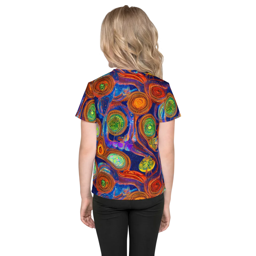 Cobalt Kaleidoscope on Kids Crew Neck T-Shirt — Back