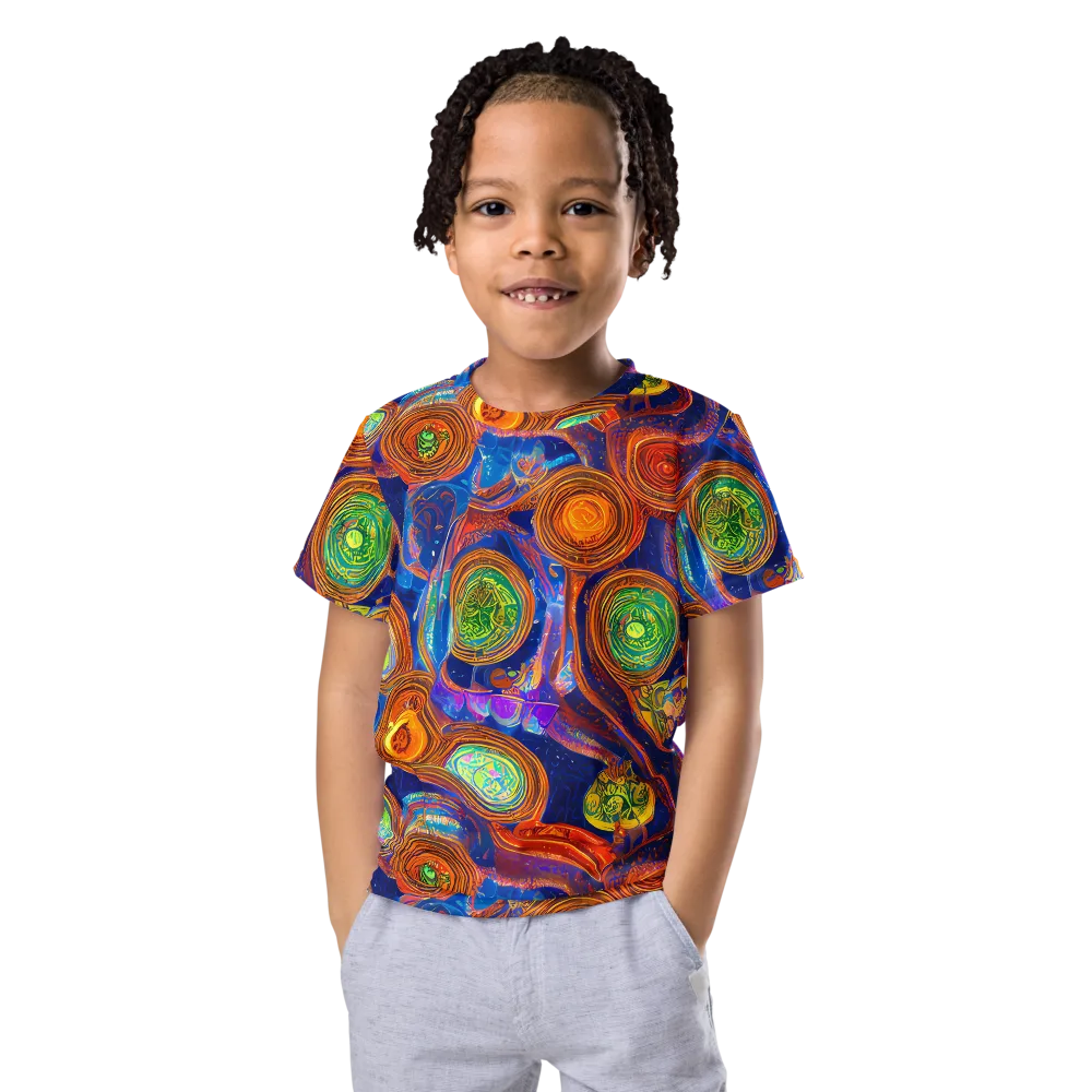 Cobalt Kaleidoscope on Kids Crew Neck T-Shirt — Front