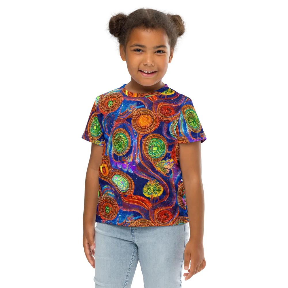 Cobalt Kaleidoscope on Kids Crew Neck T-Shirt — Front