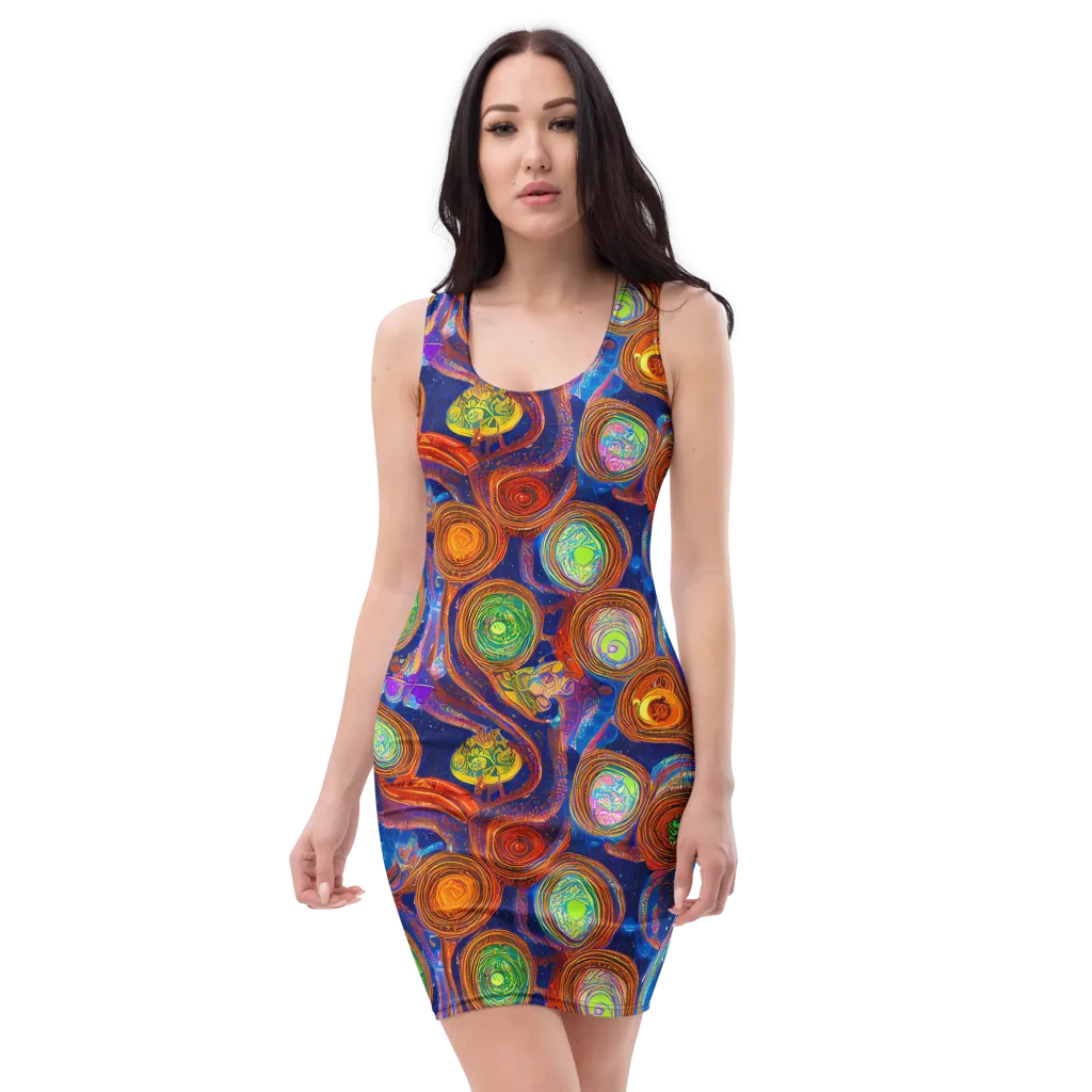 Cobalt Kaleidoscope on Bodycon Dress — Front