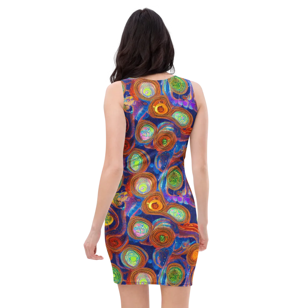 Cobalt Kaleidoscope on Bodycon Dress — Back