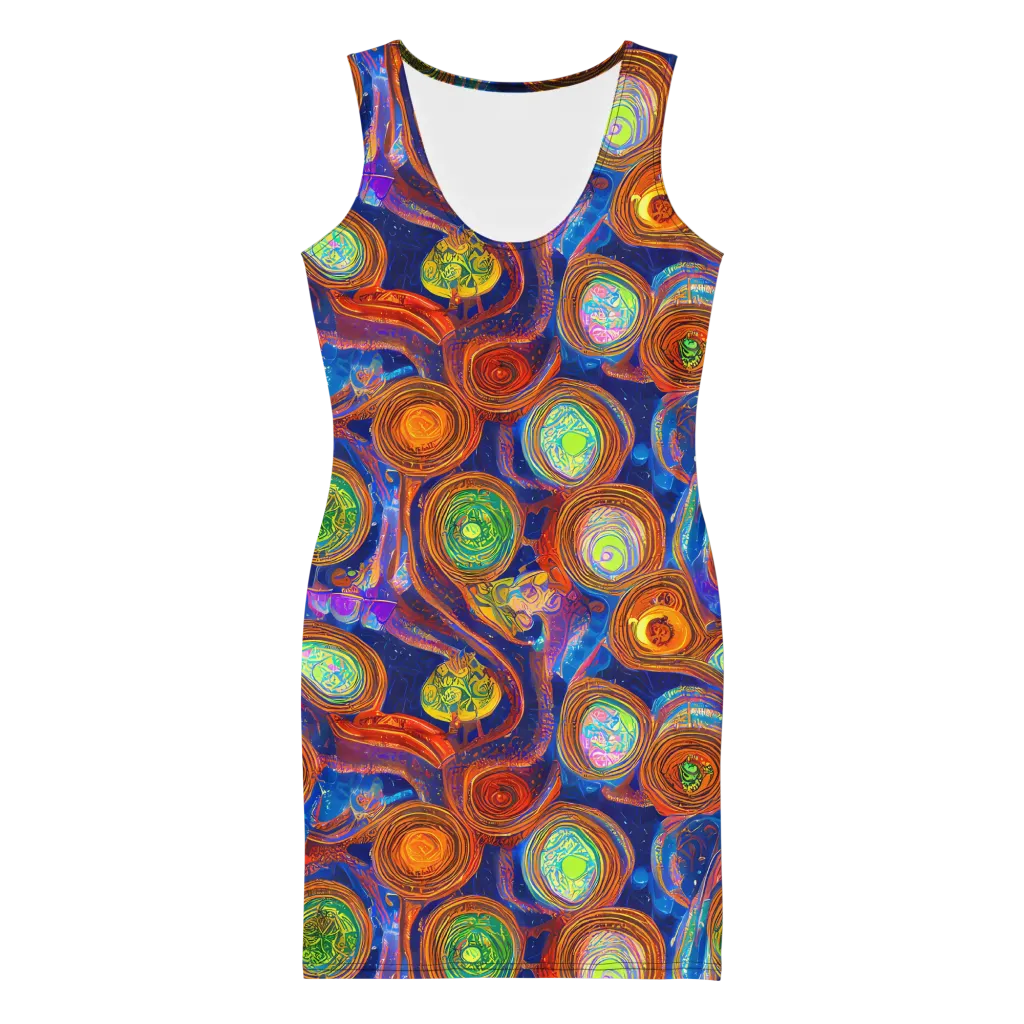 Cobalt Kaleidoscope on Bodycon Dress — Front