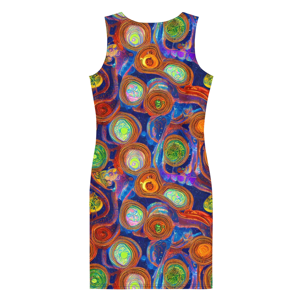 Cobalt Kaleidoscope on Bodycon Dress — Back