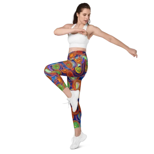 Cobalt Kaleidoscope on a Leggings with Pockets