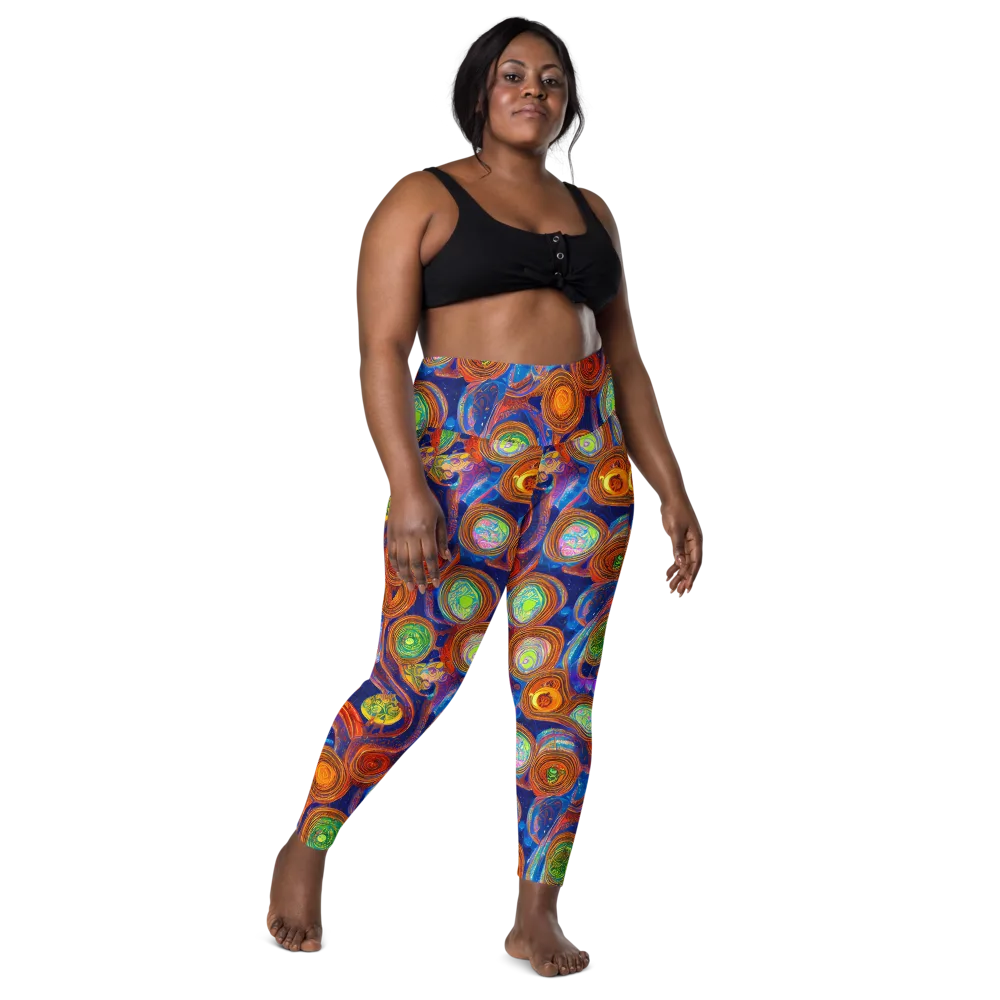 Cobalt Kaleidoscope on Leggings with Pockets — Front