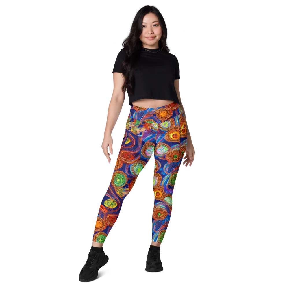 Cobalt Kaleidoscope on Leggings with Pockets — Front