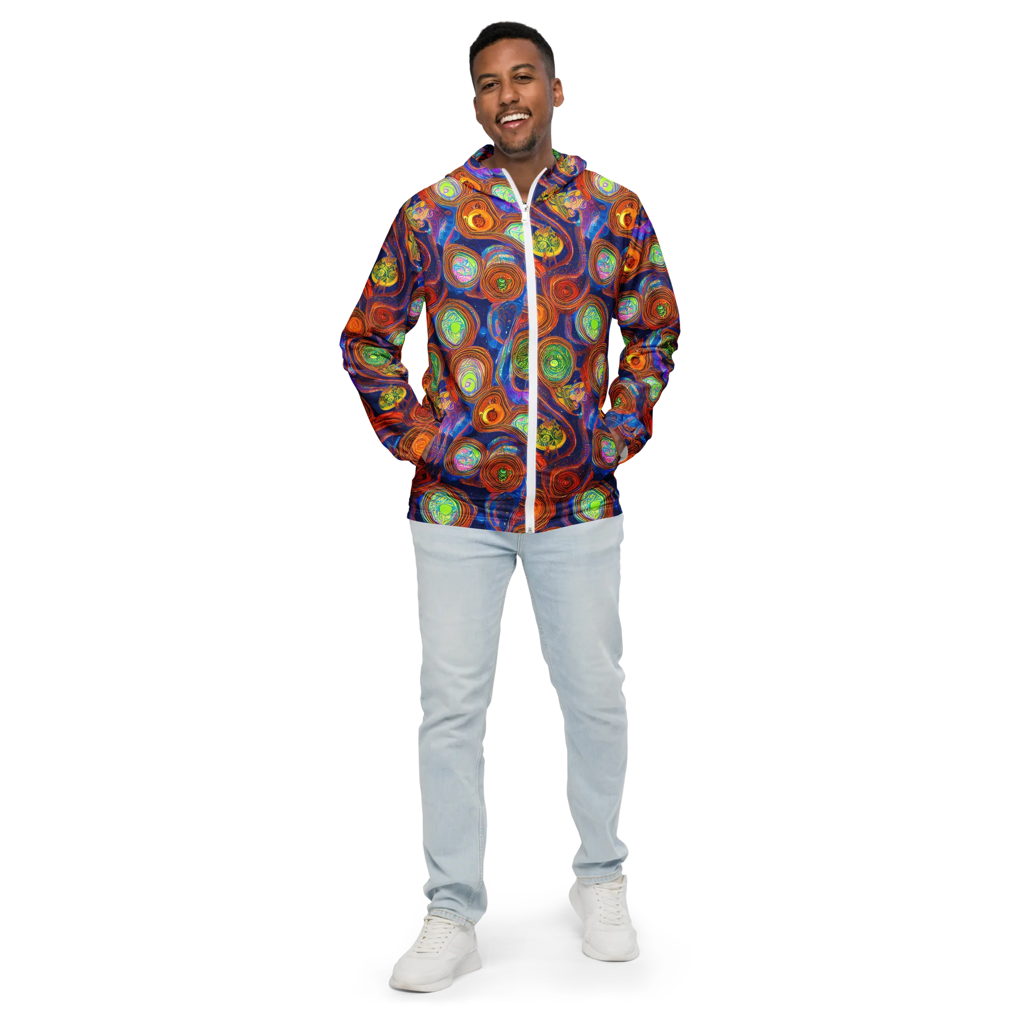 Cobalt Kaleidoscope on Men's Windbreaker — Front