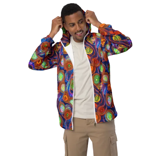 Cobalt Kaleidoscope on a Men's Windbreaker