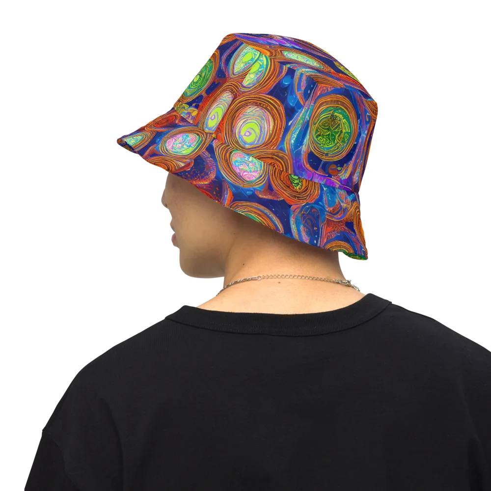 Cobalt Kaleidoscope on Reversible Bucket Hat — Back Inside