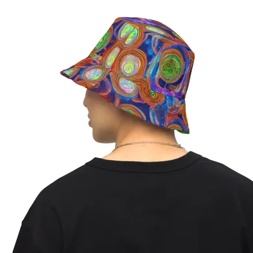 Cobalt Kaleidoscope on a Reversible Bucket Hat