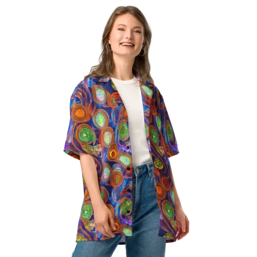 Cobalt Kaleidoscope on a Button Shirt