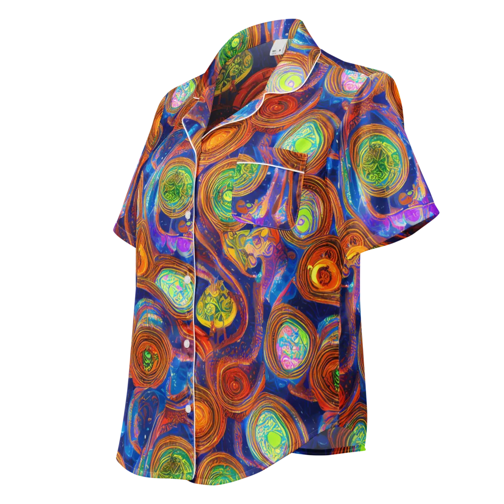Cobalt Kaleidoscope on Women's Short Sleeve Pajama Top — Left Front