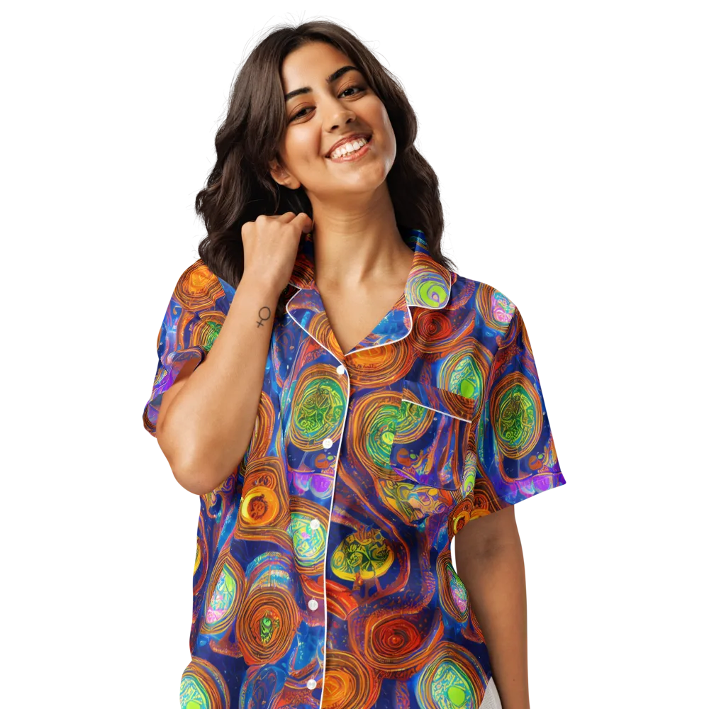 Cobalt Kaleidoscope on Women's Short Sleeve Pajama Top — Front
