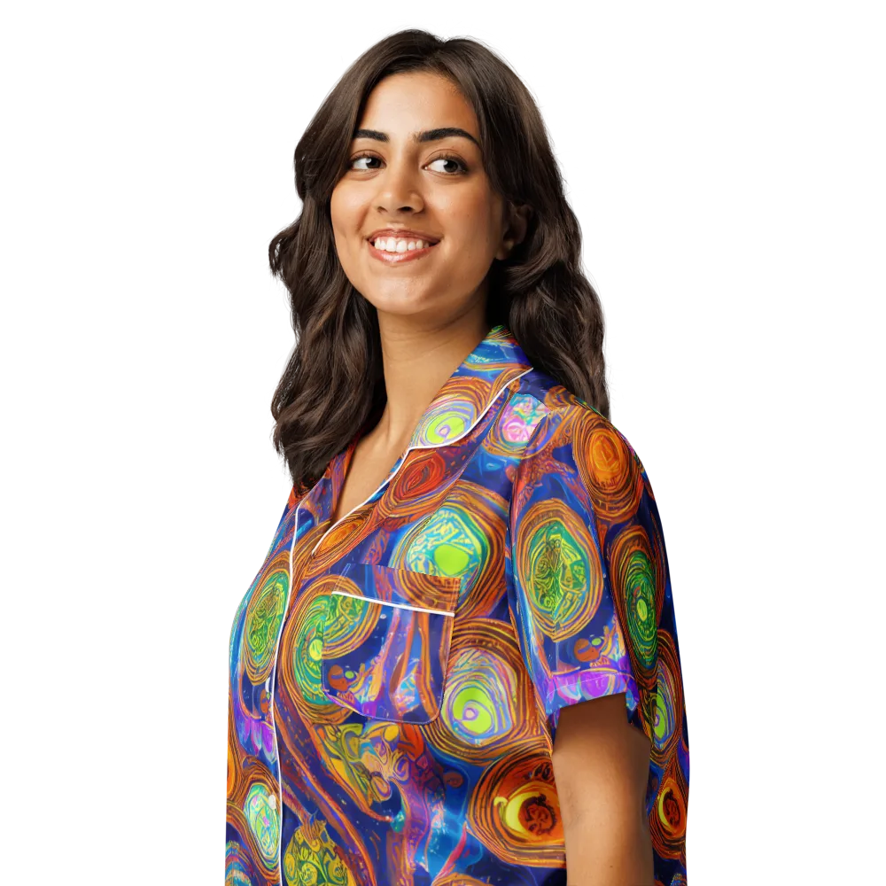 Cobalt Kaleidoscope on Women's Short Sleeve Pajama Top — Left Front