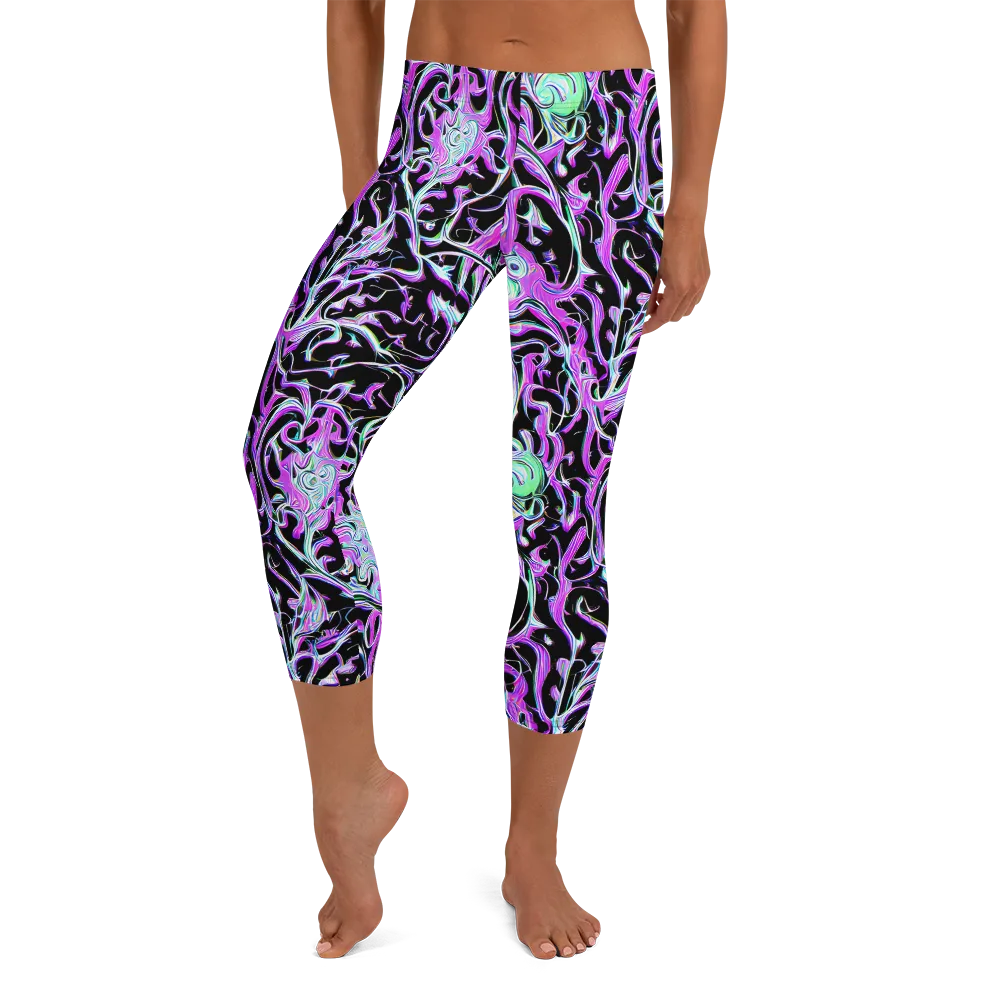 Vivid Distortion on Capri Leggings — Front