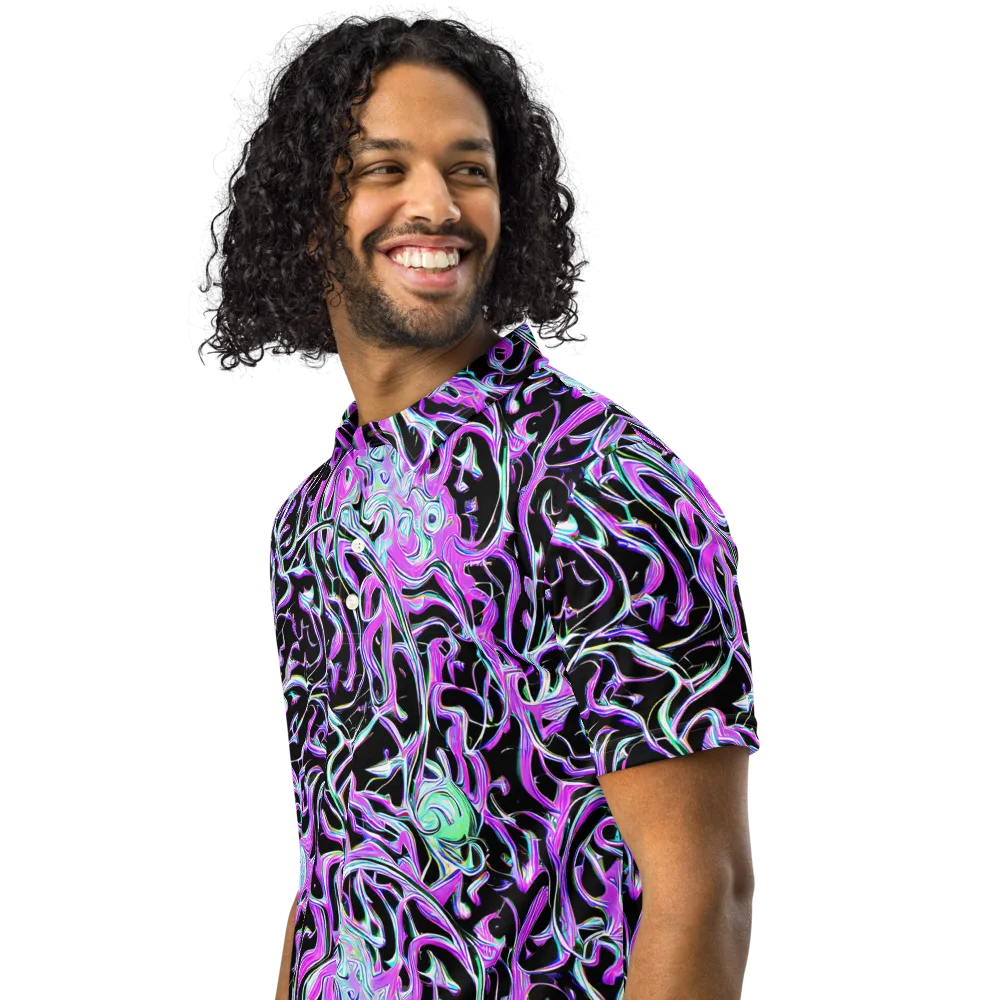 Vivid Distortion on Men's Slim Fit Polo Shirt — Left Front