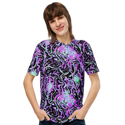 Vivid Distortion on a Men's Slim Fit Polo Shirt