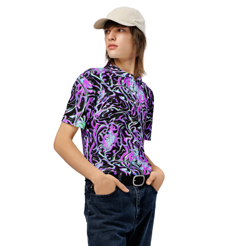 Vivid Distortion on Men's Slim Fit Polo Shirt — Right Front