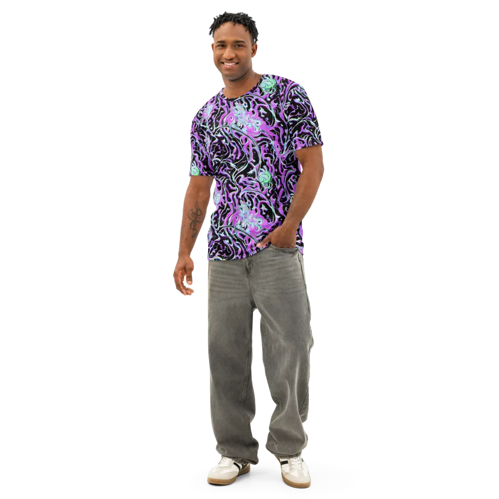 Vivid Distortion on Men's Cotton Crew Neck T-Shirt — Front