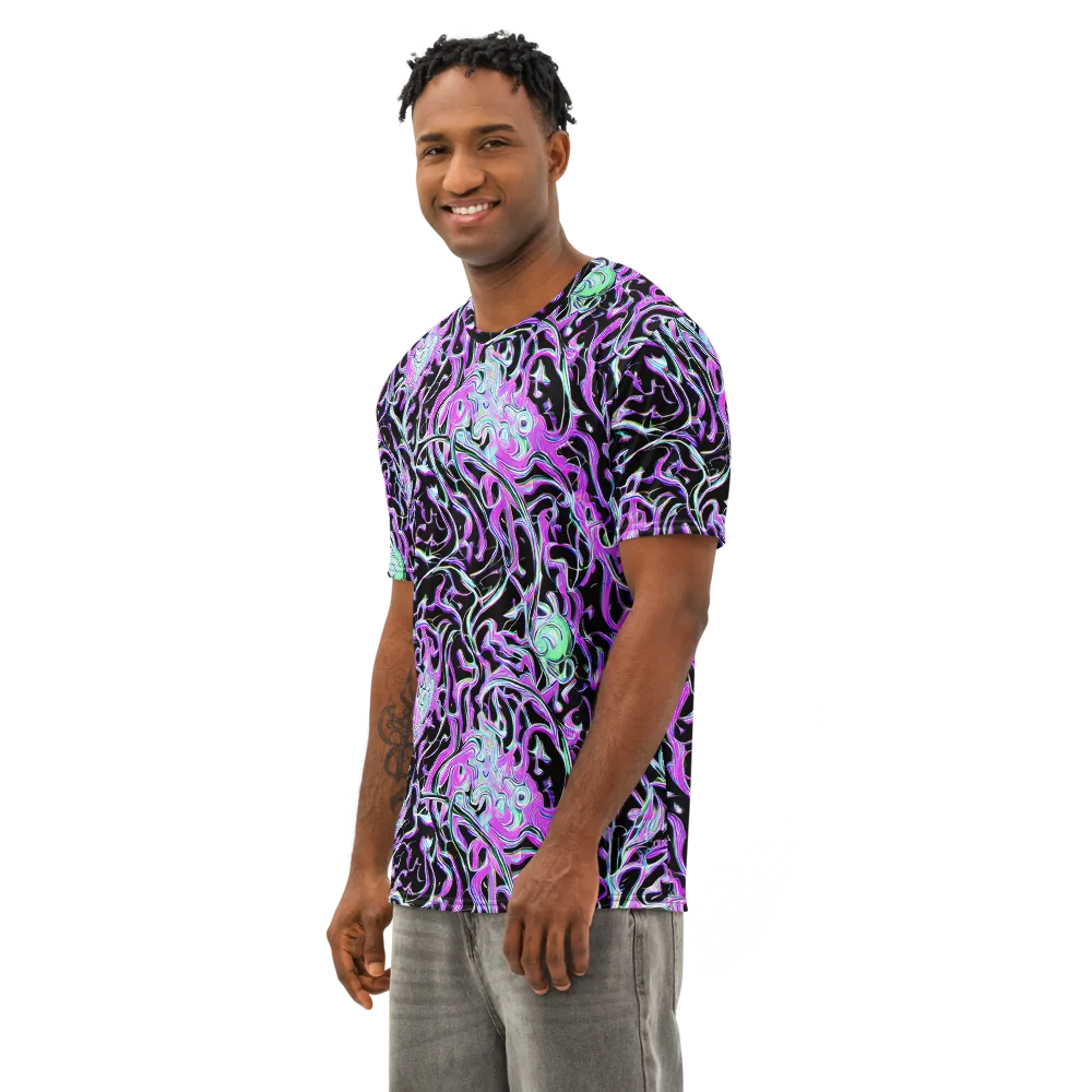Vivid Distortion on Men's Cotton Crew Neck T-Shirt — Left Front