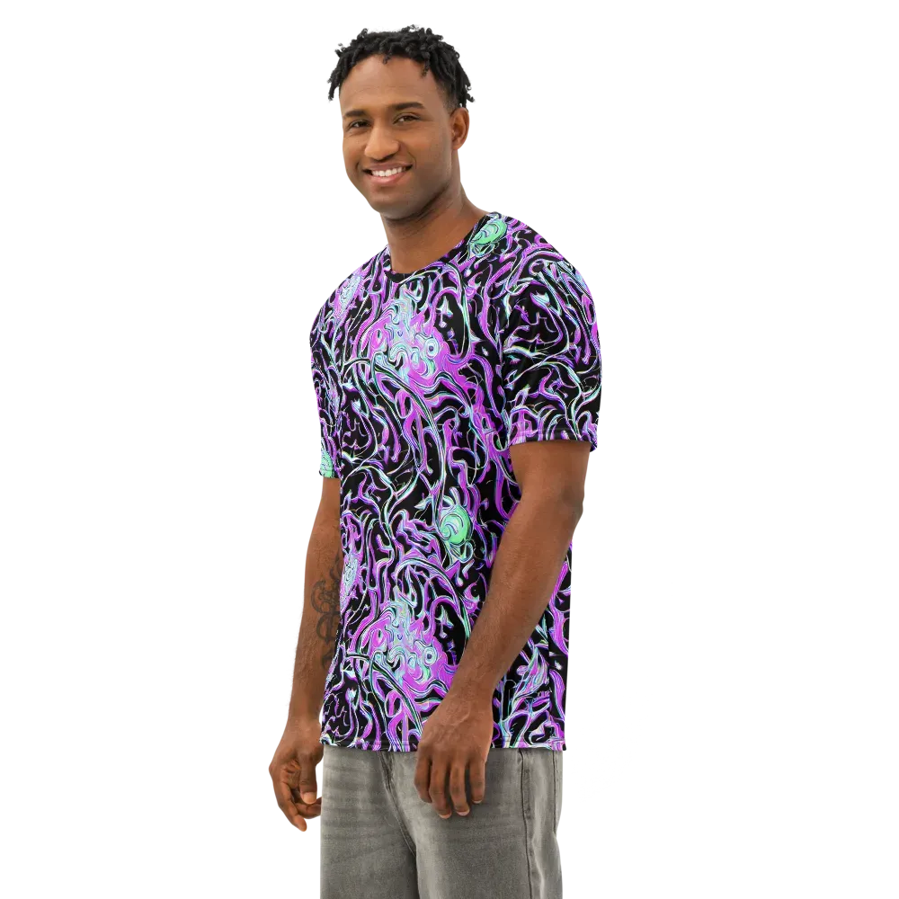 Vivid Distortion Men's Cotton Crew Neck T-Shirt on model