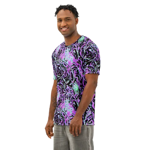 Vivid Distortion on a Men's Cotton Crew Neck T-Shirt