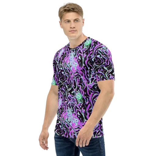Vivid Distortion on a Men's Crew Neck T-Shirt