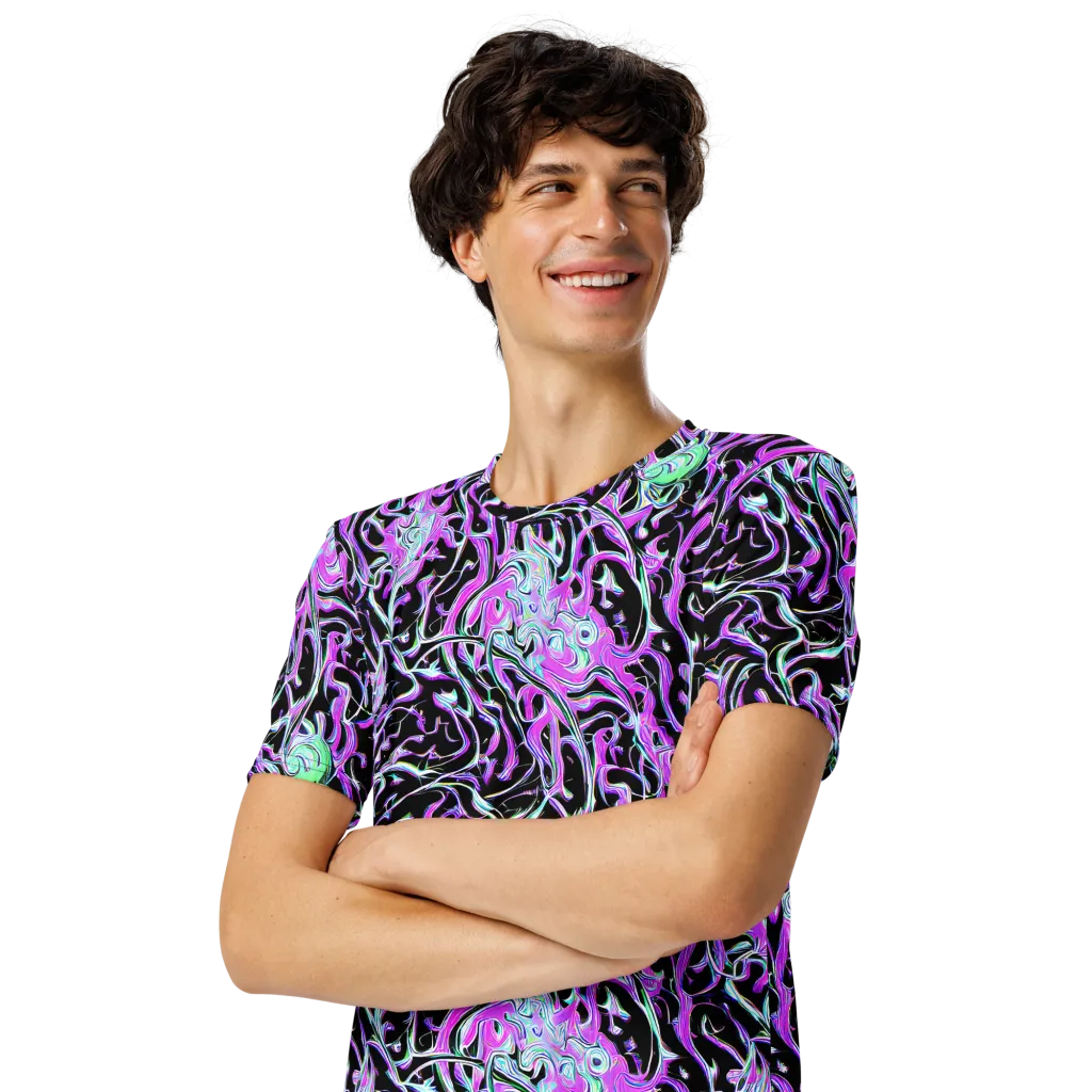 Vivid Distortion on Men's Crew Neck T-Shirt — Left Front